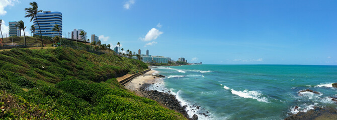 Obraz premium View of the beach in Barra Salvador Bahia Brazil in summer day