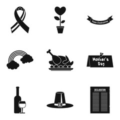 Cause list icons set, simple style