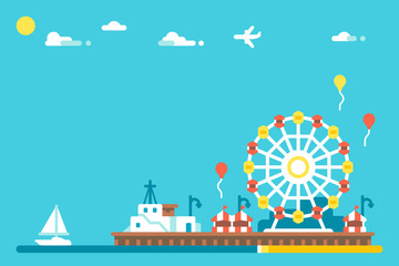 Fototapeta premium Flat design Santa Monica pier
