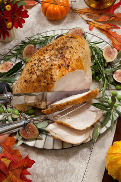 Carving Mediterranean Style Whole Roasted Turkey Breast