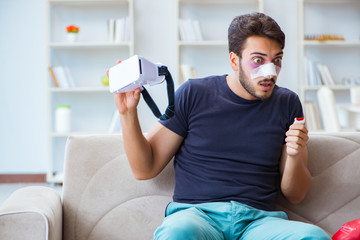 Young man defeated in sports game suffered loss with broken blee