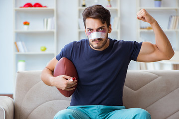 Young man defeated in sports game suffered loss with broken blee