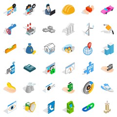 Company icons set, isometric style
