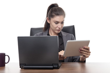 working hard sitting at desk