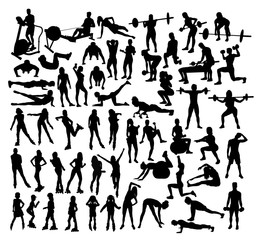 Roller Skates and Gym Fitness Silhouettes, art vector design