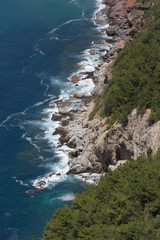 Obraz premium Seascape with rocks and pine forests