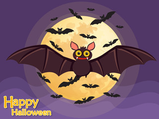Set of Bat cartoon vector halloween on background