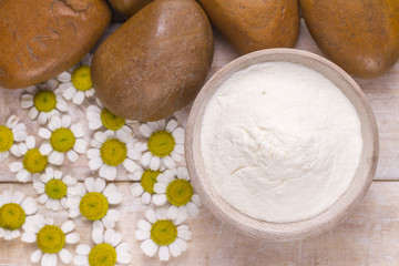 Hydrolyzed Collagen Protein on Wood Background