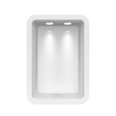 Boutique in the top wall with light sources. Illustration isolated on white background. Graphic concept for your design