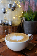 Fototapeta na wymiar Coffee latte art in coffee shop
