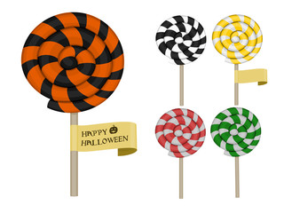 set of isolate colorful swirl lollipop on transparent background
