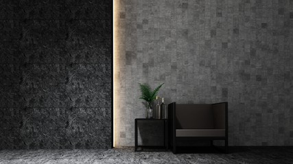3d rendering The interior relax space furniture and background decoration material stone  - empty space