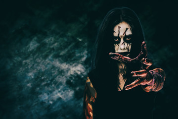 Halloween theme:Ghost Girl Horror isolated on black background.film filter effect.with clipping...