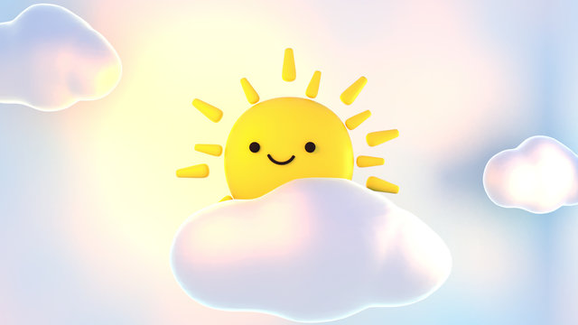 Cute sunny day. 3d rendering picture.