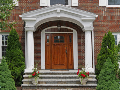 front door with portico