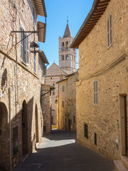 Fototapeta na wymiar Assisi, Italy. Views of the streets of the old city center, a Unesco world heritage