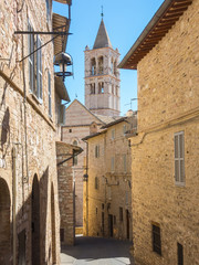 Fototapeta na wymiar Assisi, Italy. Views of the streets of the old city center, a Unesco world heritage