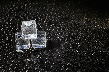 ice cubes on black background.