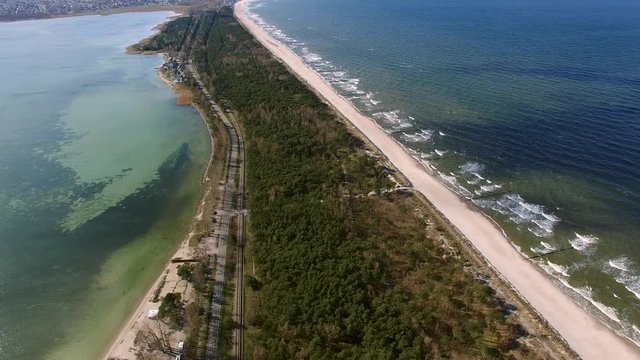Aerial of Hel Peninsula in Poland Sandy Beaches