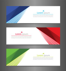 Fototapeta premium Set three colorful abstract modern banner texture. Vector banner background for web banner design