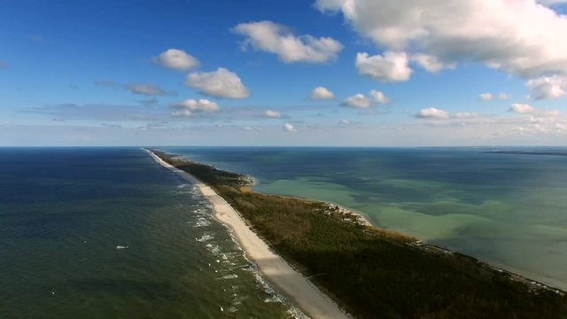 Aerial of Hel Peninsula in Poland Sandy Beaches