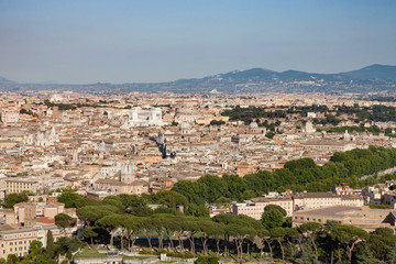 Fototapeta na wymiar Overview of Rome From Above Showing Landmarks