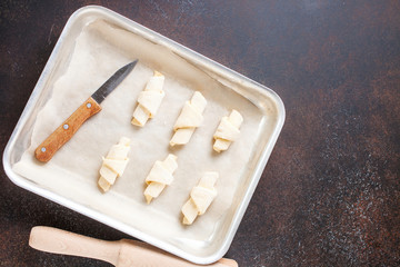 Dough for croissants. Preparation of croissants.
