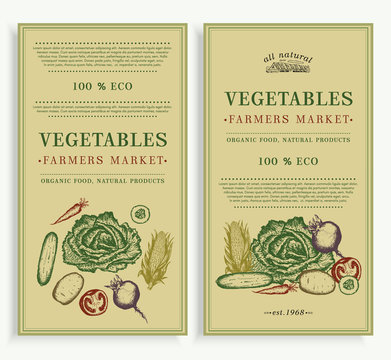Vegetables market, organic food design template. Healthy eating background, eco vegetables vector