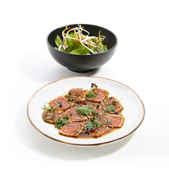 Special dishes of Pan-Asian cuisine in white plate