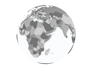 Djibouti on globe isolated