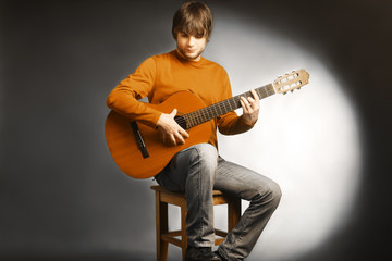 Acoustic guitar player Guitarist playing classical spanish guitar