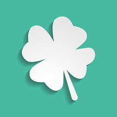 Four-leaf clover. Paper. on a blue background. Sheet. For your design.