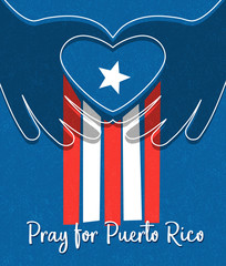 Hurricane relief for Puerto Rico design. Puerto Rican flag with hands forming a heart shape. 
