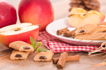 Biscuits with fruit filling.