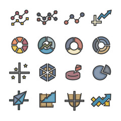 graph infographic data analysis line icon set vector