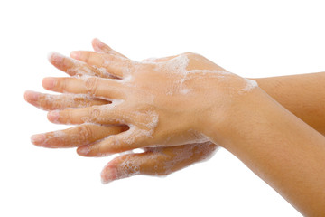 Hand washing medical procedure step isolated,Global handwashing day.