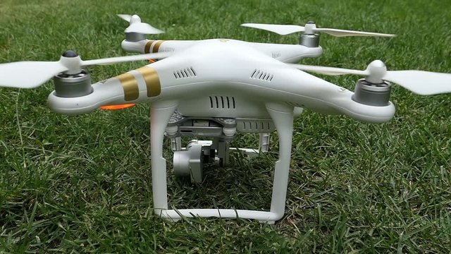 Slow Motion Drone Quadcopter Engines Start