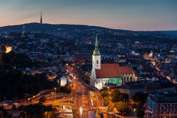 Fototapeta na wymiar Bratislava Evening Cityscape in Slovakia