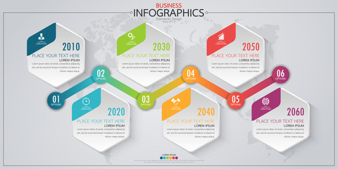 Infographic business horizontal timeline process chart template. Vector modern banner used for presentation and workflow layout diagram, web design. Abstract elements of graph options.