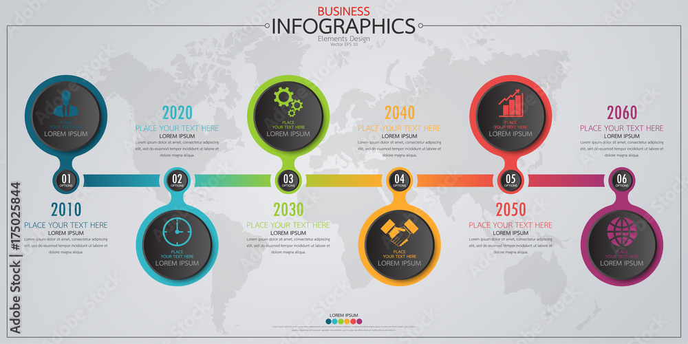 Poster infographic business horizontal timeline process chart template. vector modern banner used for prese