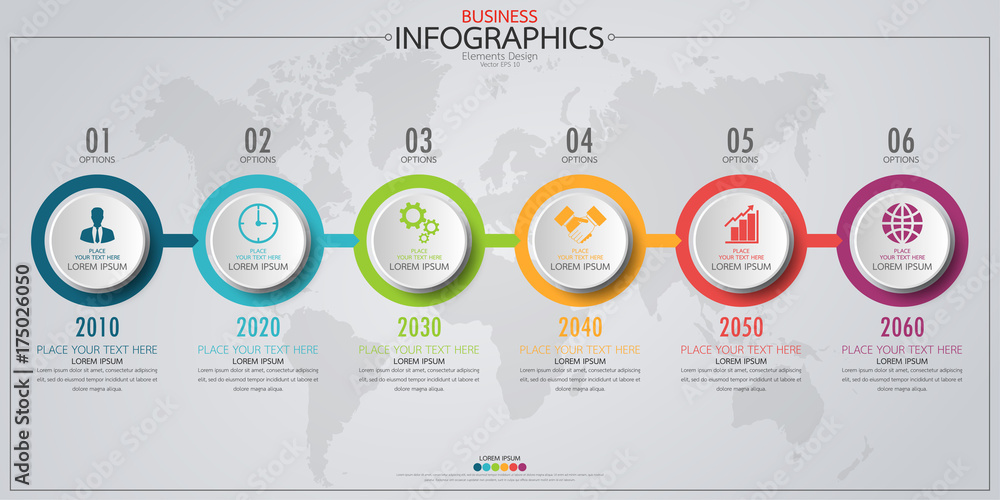Poster infographic business horizontal timeline process chart template. vector modern banner used for prese