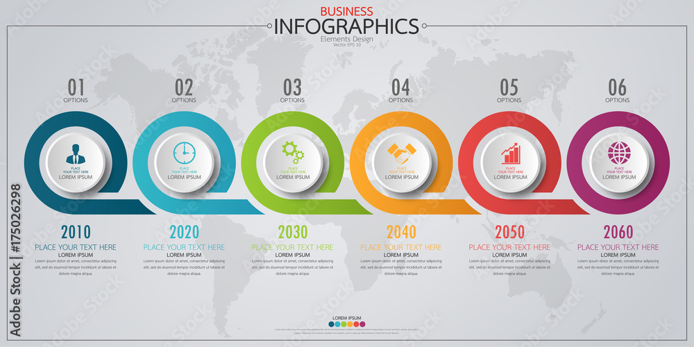 Poster infographic business horizontal timeline process chart template. vector modern banner used for prese