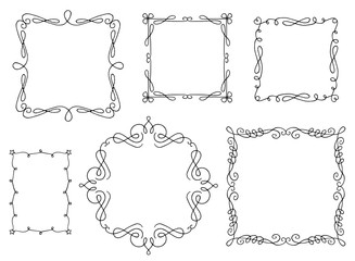 Set of hand drawn swirly text frames