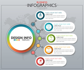 Fototapeta premium Infographic business timeline process chart template. Vector modern banner used for presentation and workflow layout diagram, web design. Abstract elements of graph options.