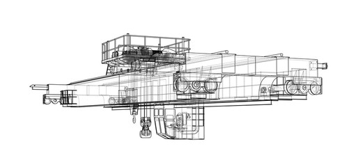 Overhead crane sketch. Vector