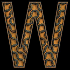 Obraz premium 3D render of wood and metal alphabet letter