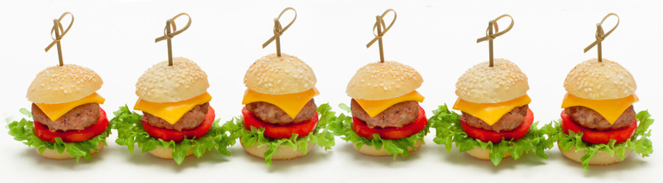 Internet-Banner Partyservice &ndash; Miniburger als Fingerfood