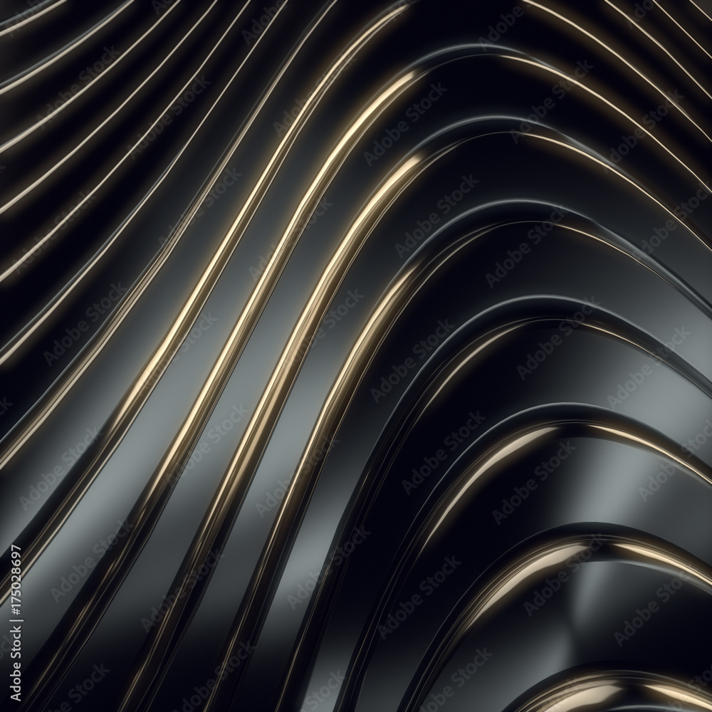 Poster Wave band abstract background surface 3d rendering