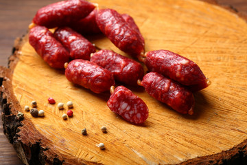 Raw sausage and spice