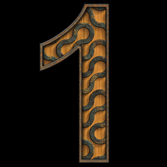 Obraz premium 3D render of wood and metal number